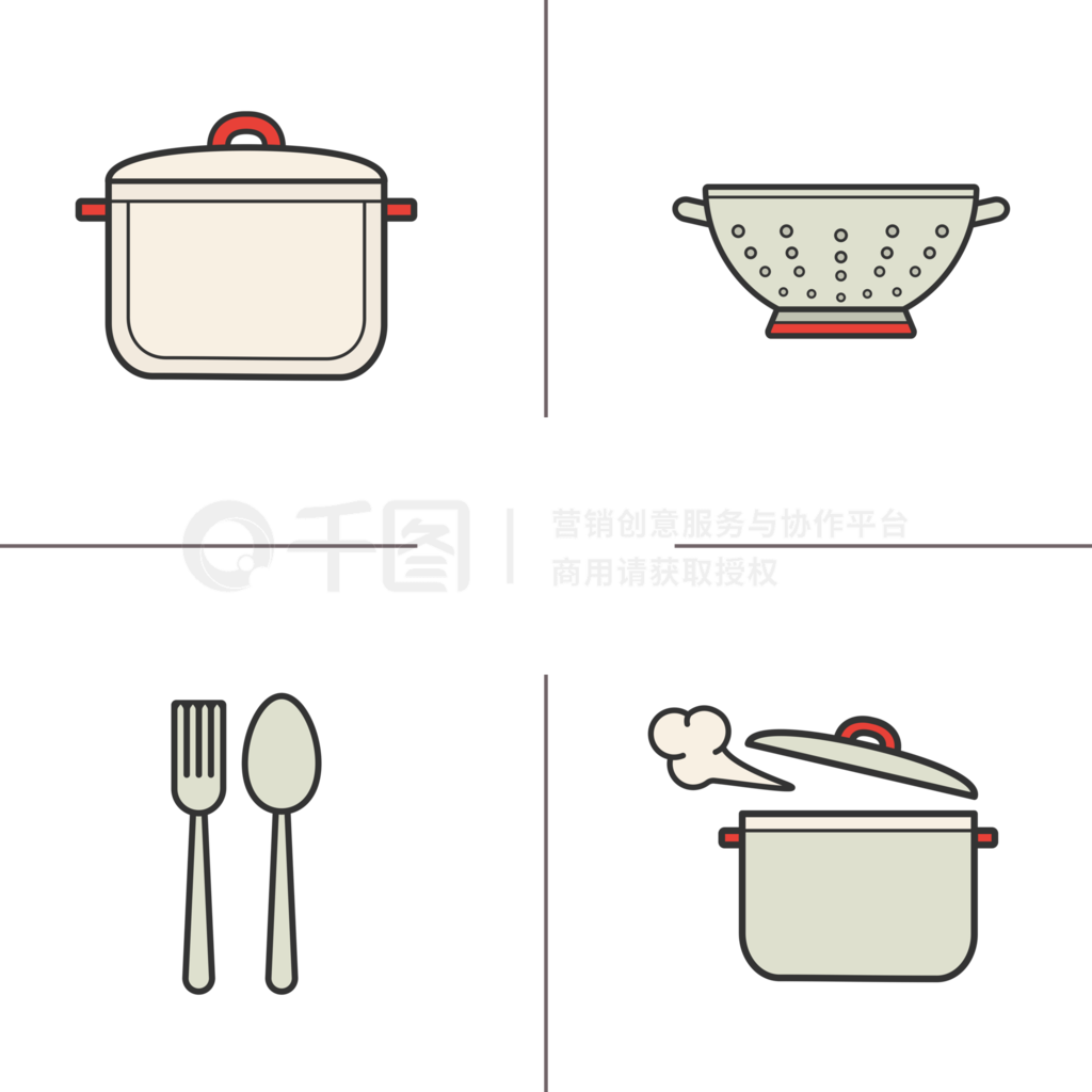 廚房與文具的彩色交集 一組圖標(biāo)的實(shí)用美學(xué)